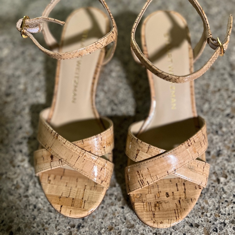 Stuart Weitzman Dayna Natural Cork Sandals NWOB